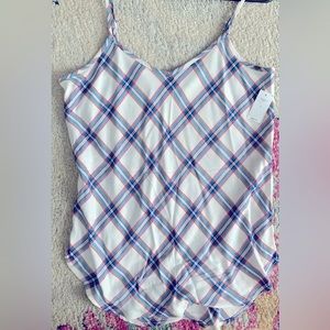 NWT!!! Gap Red, White and Blue Plaid Sleeveless Tank Top, S